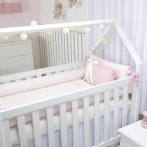 Kit Protetor de Berço Menina Sophia Rosê com Estampa Geométrica- 100% Algodão 09 Peças Kit Protetor de Berço Menina Sophia Rosê com Estampa Geométrica- 100% Algodão 09 Peças
