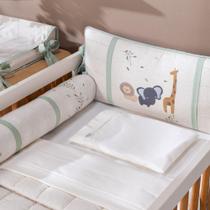 Kit Protetor de Berço Safari Cheirinho de Neném 100% Algodão - 10 Peças Padrão Americano Kit Protetor de Berço Safari Cheirinho de Neném 100% Algodão - 10 Peças Padrão Americano