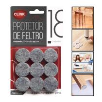 Kit Protetor de Cadeira Feltro Redondo Adesivo Móveis Clink 18 Peças