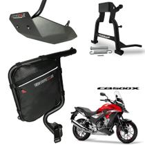 Kit Protetor de Carenagem COM Bolsa Direita + Protetor de Carter + Cavalete Central Modelo Coyote - CB 500 X - Honda