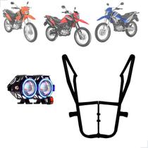 Kit Protetor de Carenagem + Farol de Milha U7 Angel Eye Azul Moto Bros 125/150/160 2016 até 2025 Kit Protetor de Carenagem + Farol de Milha U7 Angel Eye Azul Moto Bros 125/150/160 2016 até 2025