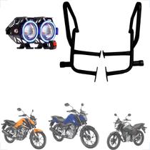 Kit Protetor de Carenagem + Par Farol de Milha U7 Angel Eye Azul Moto Titan/Fan/Start 160 2025 Kit Protetor de Carenagem + Par Farol de Milha U7 Angel Eye Azul Moto Titan/Fan/Start 160 2025