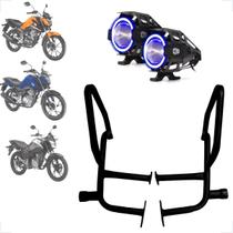 Kit Protetor de Carenagem + Par Farol de Milha U7 Mini Angel Eye Azul Titan/Fan/Start 160 2025