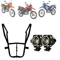 Kit Protetor de Carenagem + Par Farol de Milha U7 Mini Angel Eye Bros 125/150/160 2016 até 2025 Kit Protetor de Carenagem + Par Farol de Milha U7 Mini Angel Eye Bros 125/150/160 2016 até 2025