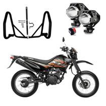 Kit Protetor de Carenagem + Par Farol Milha U5 XTZ 125 2002 2003 2004 2005 2006 2007 2008 2009 2010 até 2015