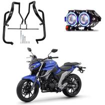 Kit Protetor de Carenagem + U7 Angel Eye Azul Fazer 250 2018 2019 2020 2021 2022