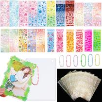 Kit protetor de cartão fotográfico DIY Lora Rossie com 50 mangas e adesivos