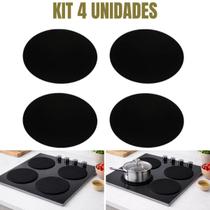 Kit Protetor de Fogão de Indução Silicone Redondo Preto Reutilizável