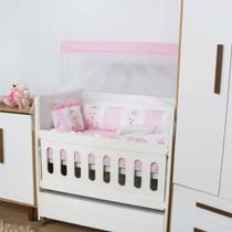 Kit Protetor de Mini Berço Bebê Menino e Menina 10 Peças Com Trança e Lateral