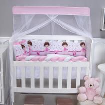 Kit Protetor de Mini Berço Menino e Menina Safari 08 Pçs e Outros Modelos Com Trança e Lateral - 254