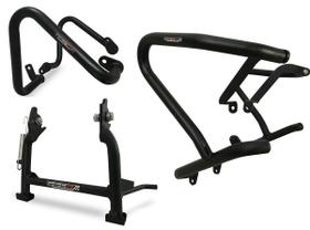 Kit Protetor de Motor Coyote Modelo Inferior + Superior de Carenagem + Cavalete Central - Fazer 250 ano 2018 em Diante - Yamaha