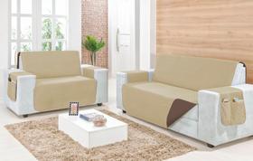 Kit Protetor De Sofá 3 E 2 Lugares Impermeável E Dupla-face