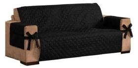 Kit Protetor De Sofá 3 Lugares Preta Porta Objetos E Laço