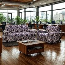 Kit Protetor De Sofá Floral 2 e 3 Lugares Malha Gel Estampado