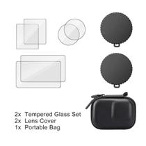 Kit Protetor de Tela, Lente e Capa para Câmera DJI Osmo Action 4/3 Pro Vidro Temperado e Estojo