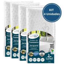 Kit Protetor de Travesseiro Impermeável Techlife Premium Jacquard Lynel 4 Unidades