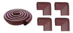 Kit Protetor Quina U Mesa 1 Rolo 2 Mt+1 Kit Cantoneira C/4un - Marrom