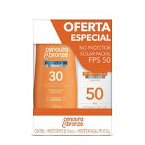 Kit Protetor Solar Cenoura e Bronze Corpo FPS 30 110ml + Facial FPS 50 50g