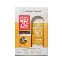 Kit Protetor Solar Corporal Australian Gold FPS50 Gel Creme 200g Ganhe 70% Desconto Facial Antipoluicao 50g
