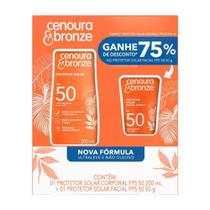 Kit Protetor Solar Corporal Cenoura & Bronze FPS50 200ml + Protetor Solar Facial Cenoura & Bronze FPS50 50g