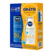Kit Protetor Solar Corporal e Facial Nivea Sun Protect & Hidrata FPS50 200ml + Protetor Solar Corporal Nivea Sun Babies & Kids 5 em 1 FPS60 100ml Kit Protetor Solar Corporal e Facial Nivea Sun Protect & Hidrata FPS50 200ml + Protetor Solar Corporal Nivea Sun Babies & Kids 5 em 1 FPS60 100ml