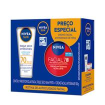 Kit Protetor Solar Facial Nivea Sun Antissinais Fps70 40ml + Creme Facial 100g