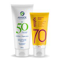 Kit protetor solar facial ricosol fps 70 toque seco 50g + corporal anasol fps 50 200g
