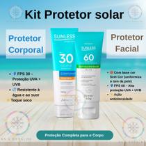 Kit Protetor Solar Facial Sem Cor + Protetor Solar FPS 30 De 120g