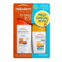 Kit Protetor Solar Família Helioderm Corporal Adulto FPS 50 200ml + Infantil Hipoalergênico FPS 50 120ml