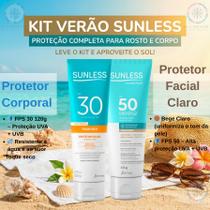 Kit Protetor Solar Fps 30 120g + Protetor Solar Facial Bege Claro Kit Protetor Solar Fps 30 120g + Protetor Solar Facial Bege Claro