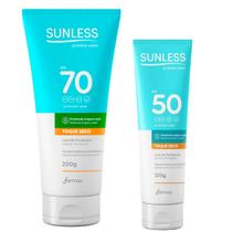 Kit protetor solar fps70 200g + fps50 120g sunless verão