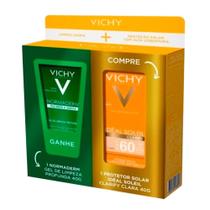 Kit Protetor Solar Idéal Soleil Clarify Clara FPS 60 40g + 1 Gel de Limpeza Normaderm 40g - Vichy