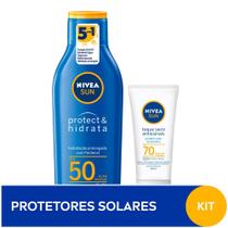 Kit Protetor Solar Nivea Sun Protect e Hidrata FPS 50 200ml e Ganhe 80% de Desconto no Protetor Solar Antissinais FPS 70 40ml Kit Protetor Solar Nivea Sun Protect e Hidrata FPS 50 200ml e Ganhe 80% de Desconto no Protetor Solar Antissinais FPS 70 40ml