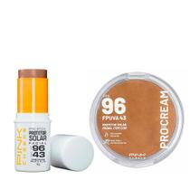Kit Protetor Solar Pink Cheeks - Pro Stick Pro30 Multifuncional com Cor + Pro Cream FPS96 para Pele Clara