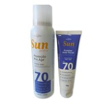 Kit Protetor solar spray Sun Prime 70 Fps 150 ml e Protetor solar facial fps 70 creme 50 gr. Kit Protetor solar spray Sun Prime 70 Fps 150 ml e Protetor solar facial fps 70 creme 50 gr.