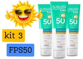 Kit Protetor solar Sunless 120g cada Total (3 itens) Dermatologicamente testado Mais vendido