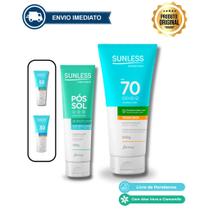 Kit Protetor Solar Toque Seco 200g Sunless + Loção Pós Sol Aloe Vera e Camomila 120g