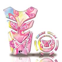 Kit Protetor Tanque Adesivo Moto Honda Acima 2018 Borboleta Rosa