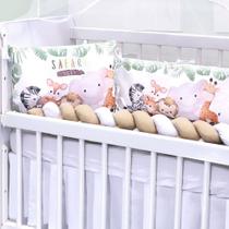 Kit Protetor Trança Mini Berço 6 Peças Safari Baby Kit Protetor Trança Mini Berço 6 Peças Safari Baby