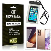 Kit Prova D'água Galaxy Note 20 Ultra Capinha Prova D'água +Capa Anti Impacto +Película 3D - Armyshield