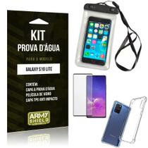 Kit Prova D'água Galaxy S10 Lite Capinha Prova D'água +Capa Anti Impacto +Película 3D - Armyshield