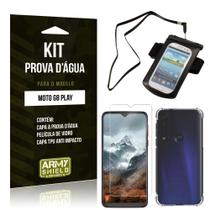 Kit Prova D'água Moto G8 Play Capinha a Prova D'água + Capinha Anti Impacto + Película - Armyshield