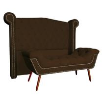 Kit Provença Cabeceira De Cama Box e Calçadeira Baú Casal 140 cm Veludo Marrom Sj Móveis e Decoração Kit Provença Cabeceira De Cama Box e Calçadeira Baú Casal 140 cm Veludo Marrom Sj Móveis e Decoração