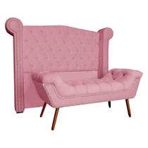 Kit Provença Cabeceira De Cama Box e Calçadeira Baú Casal Queen 160 cm Veludo Rosa Sj Móveis e Decoração Kit Provença Cabeceira De Cama Box e Calçadeira Baú Casal Queen 160 cm Veludo Rosa Sj Móveis e Decoração