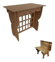 Kit Provençal Mdf Arabesco Decoração Festa Mesa Porta+ Banco