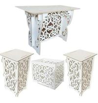 Kit Provençal Mdf Branco 1 Mesa 2 Cubos 1 Caixa De Presentes