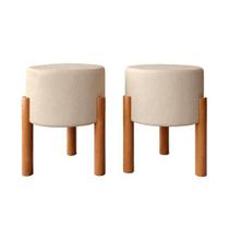 Kit Puff Banqueta Sala luxo Redondo Thor 2 Unidades