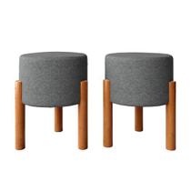 Kit Puff Banqueta Sala luxo Redondo Thor 2 Unidades Kit Puff Banqueta Sala luxo Redondo Thor 2 Unidades