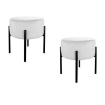 Kit Puff de Luxo Suede Branco - Vallisa Decor Kit Puff de Luxo Suede Branco - Vallisa Decor