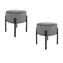 Kit Puff de Luxo Suede Cinza - Vallisa Decor Kit Puff de Luxo Suede Cinza - Vallisa Decor